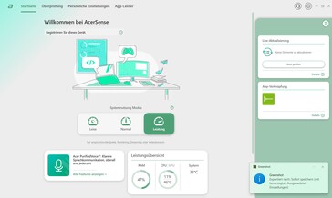 AcerSense home screen